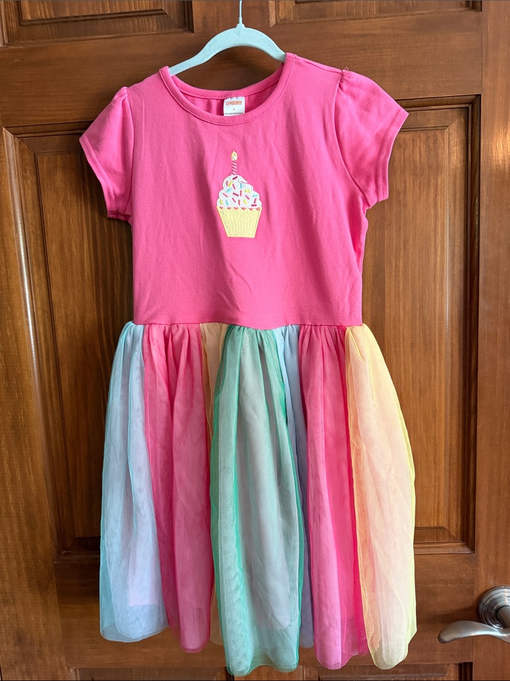 Gymboree Girls' Pink Cupcake Rainbow Tulle Dress
